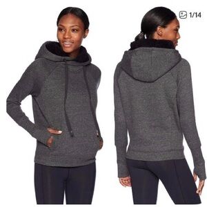 Alo Yoga Frost Fleece Faux Shearling Pullover Hoodie Gray Women’s Size XS/S